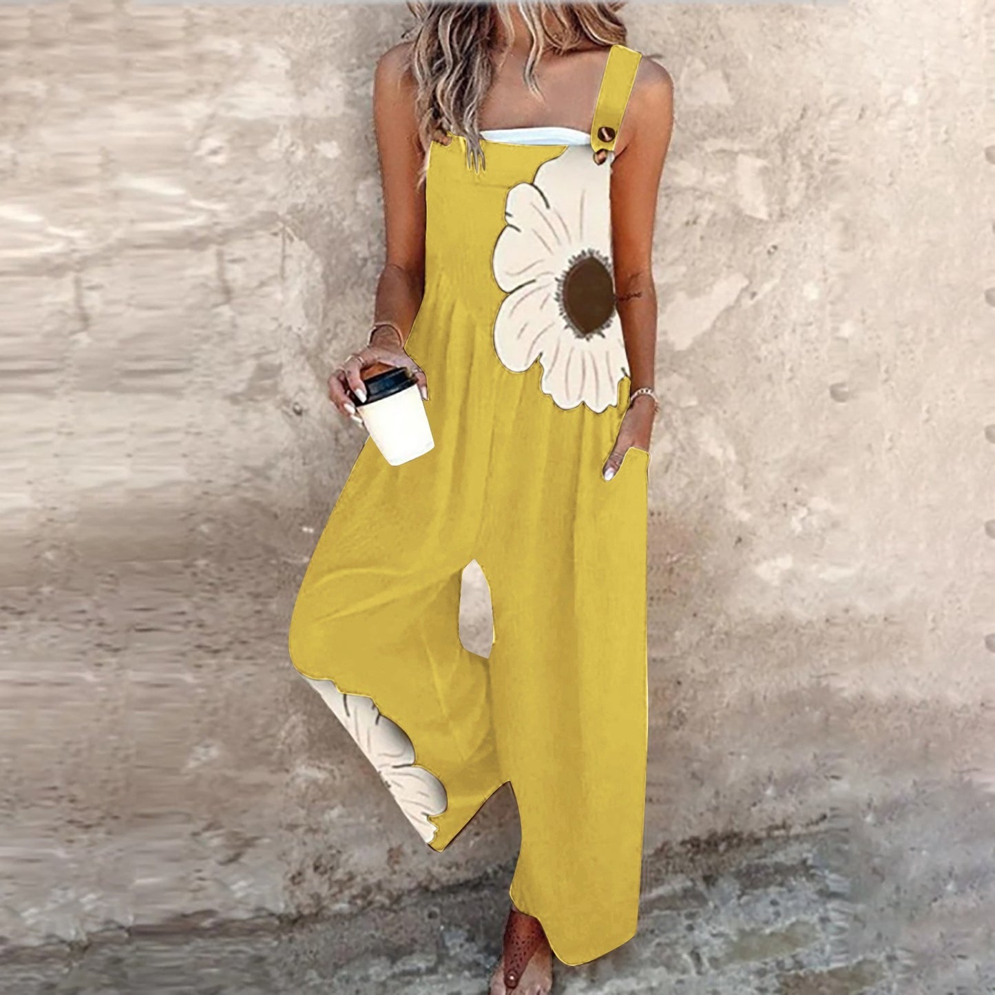 Combinaison Vintage Sans Manches Imprimée pour Femme