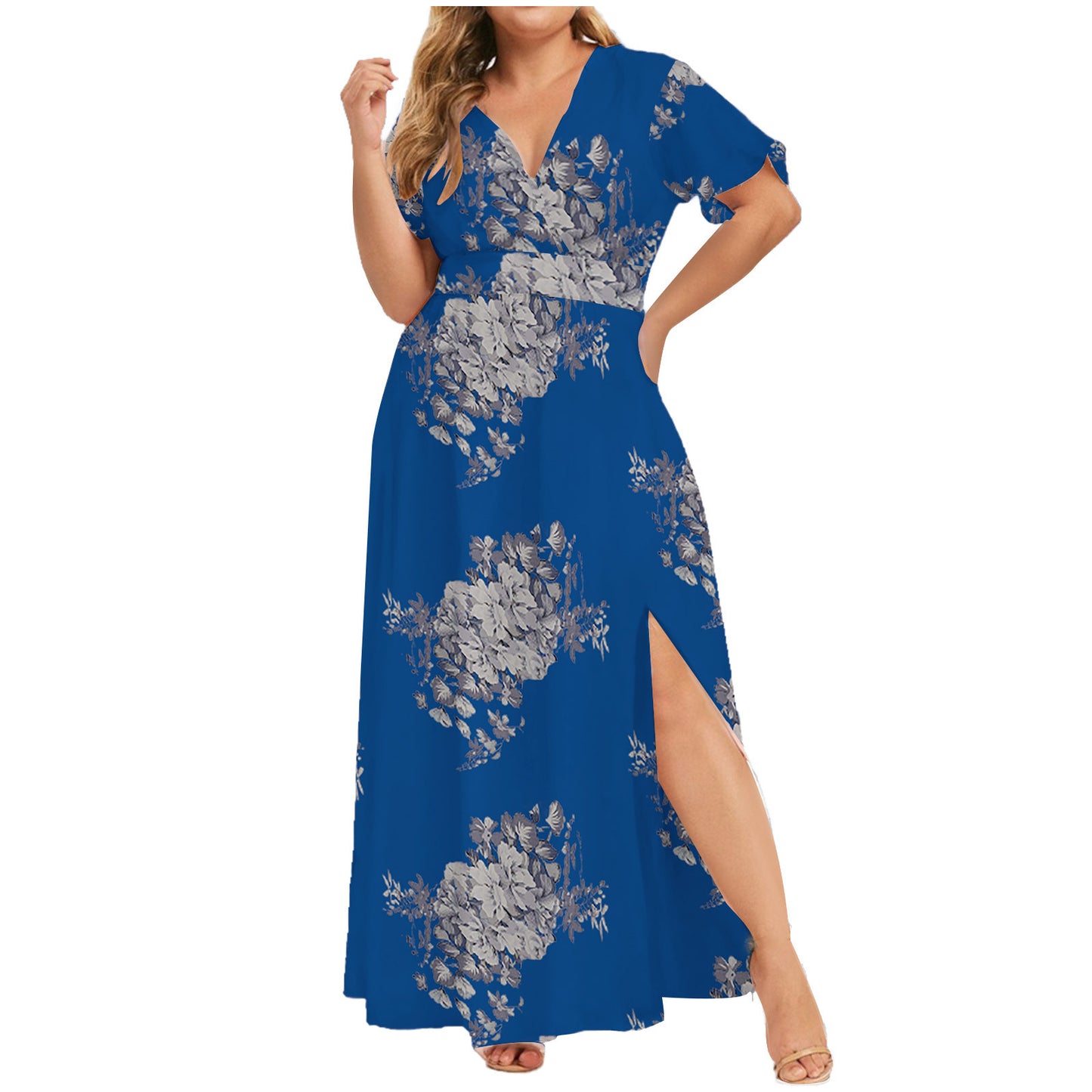 Robe d'Été Fleurie Femme à Manches Courtes – Style Européen Élégant