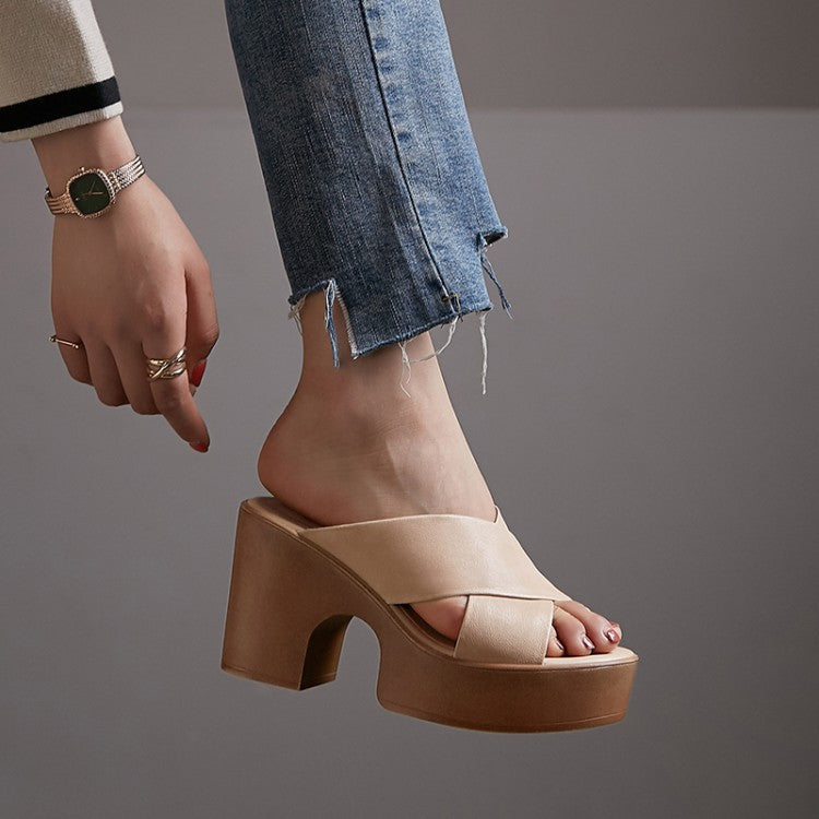 Sandales Rétro Femme – Cuir Véritable & Talon Épais Été 2025