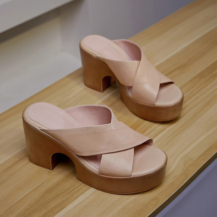 Sandales Rétro Femme – Cuir Véritable & Talon Épais Été 2025