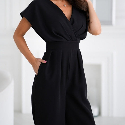 Combinaison Femme à Col V – Taille Cintrée & Style Street Chic en Lin