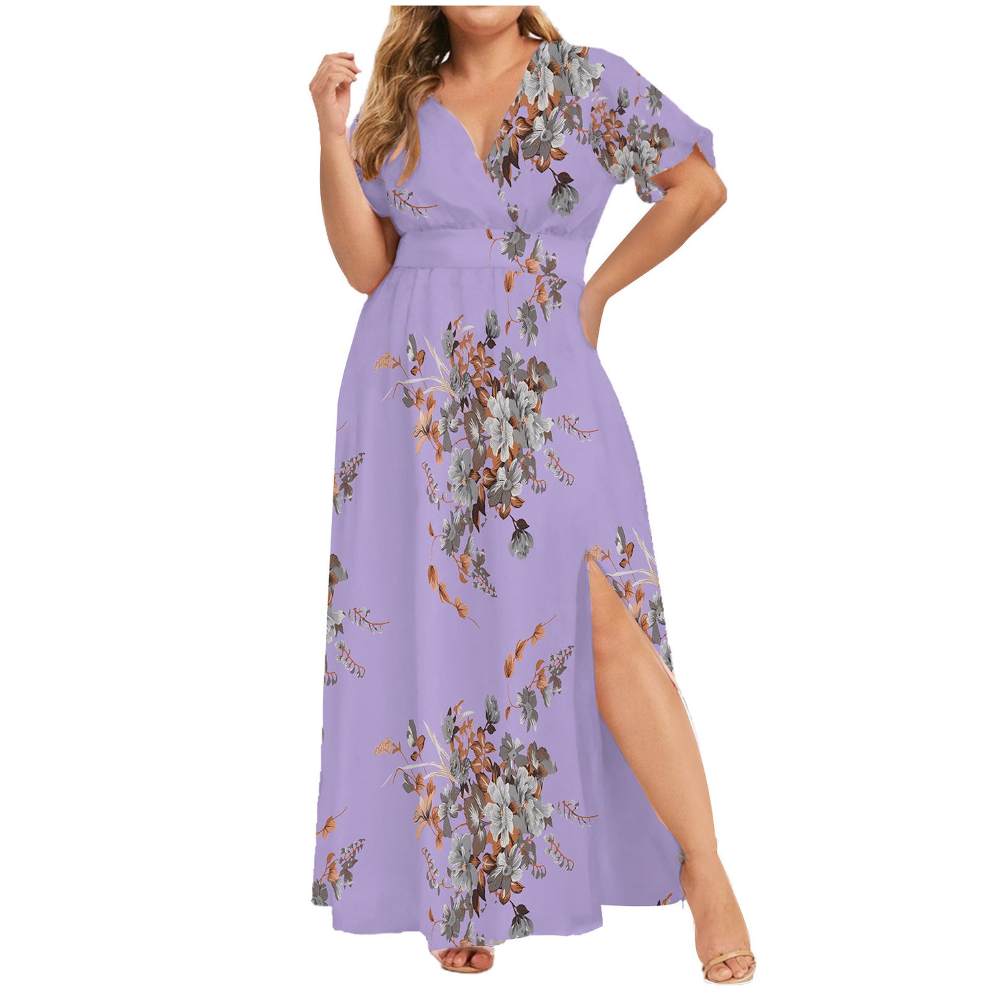 Robe d'Été Fleurie Femme à Manches Courtes – Style Européen Élégant