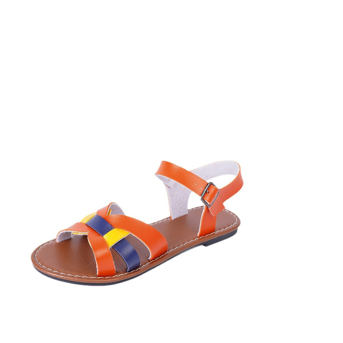Sandales Femme Orange à Boucle – Style Européen & Américain Confort Été