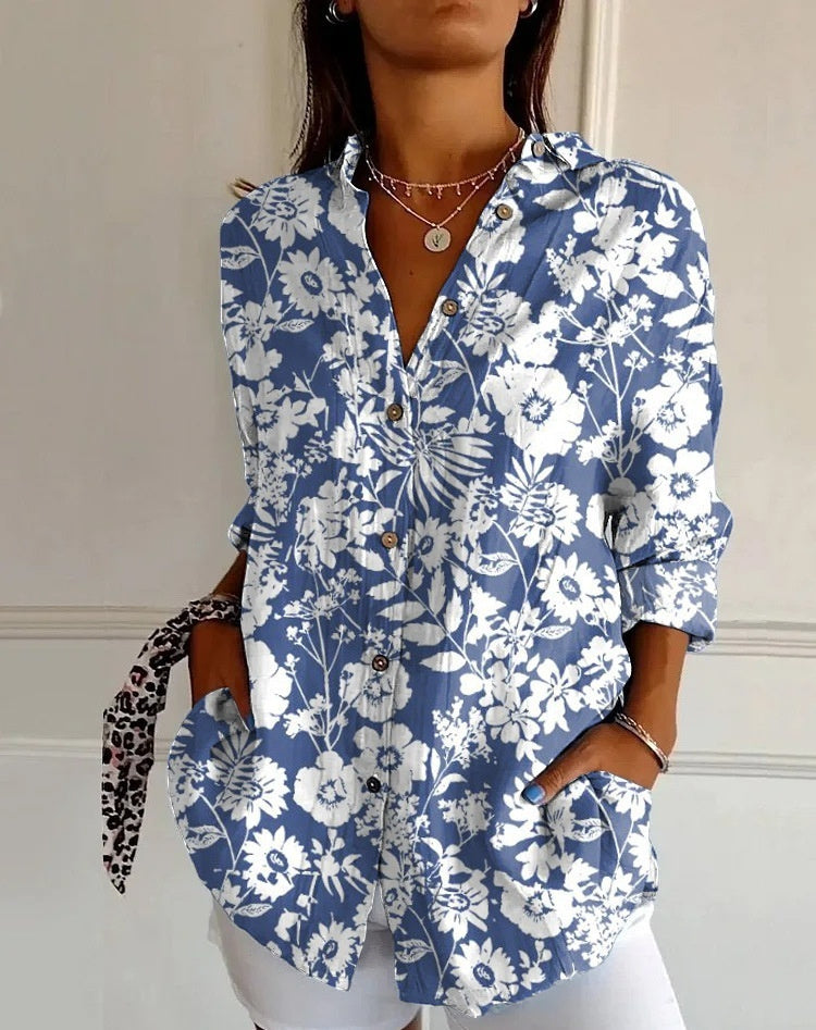 Chemise Femme à Manches Longues Imprimé 3D – Style Vintage Artistique
