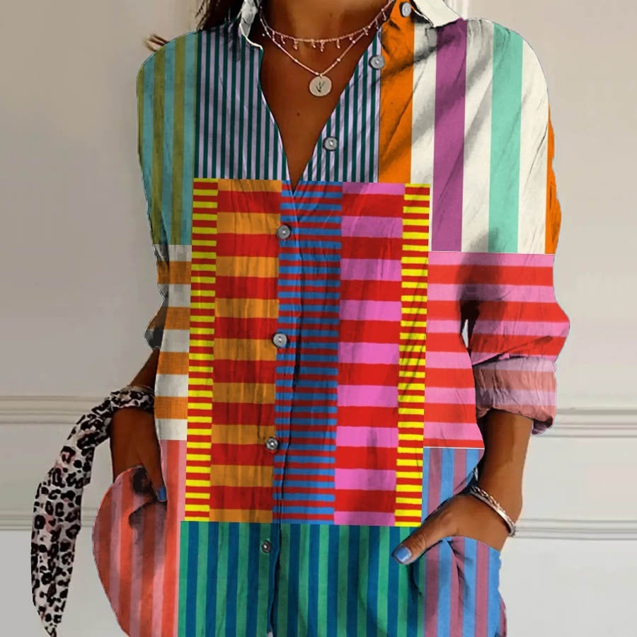 Chemise Femme à Manches Longues Imprimé 3D – Style Vintage Artistique
