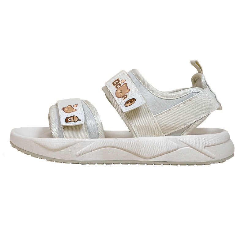 Sandales Sport Décontractées Femme – Style Coréen à Scratch & Motif Ours