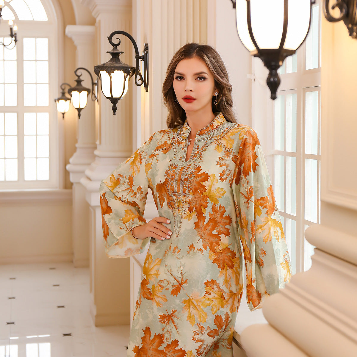 Robe Longue d'Été Imprimée Florale Orientale