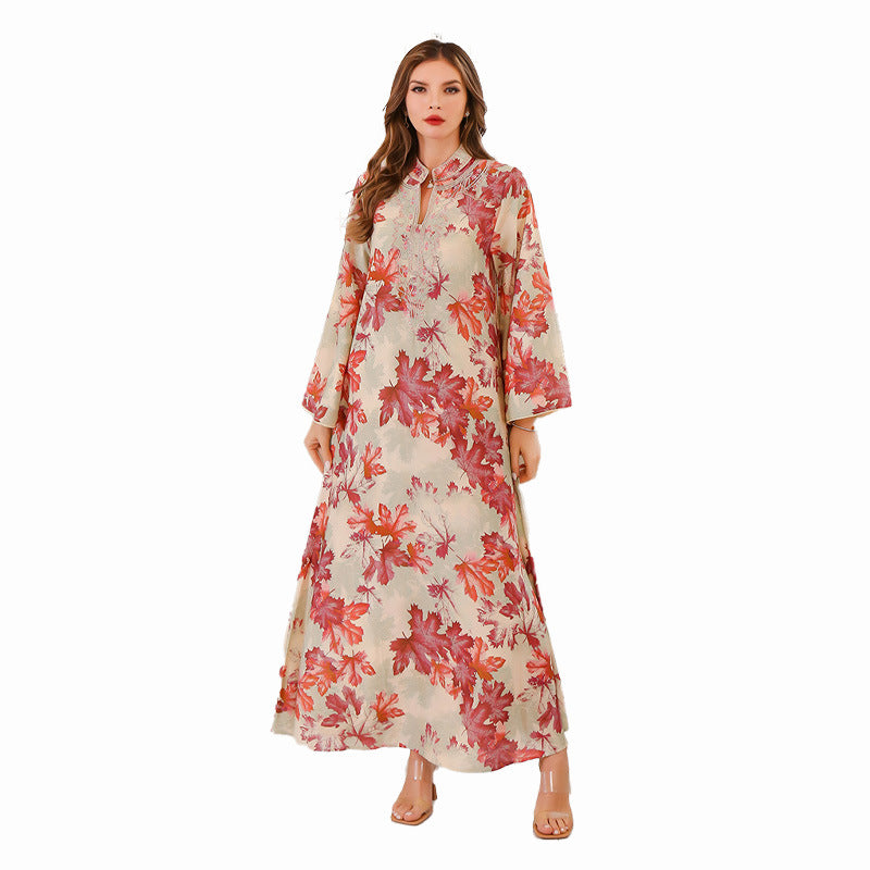 Robe Longue d'Été Imprimée Florale Orientale
