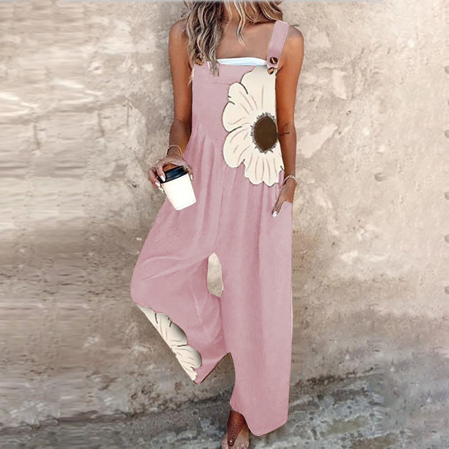 Combinaison Vintage Sans Manches Imprimée pour Femme