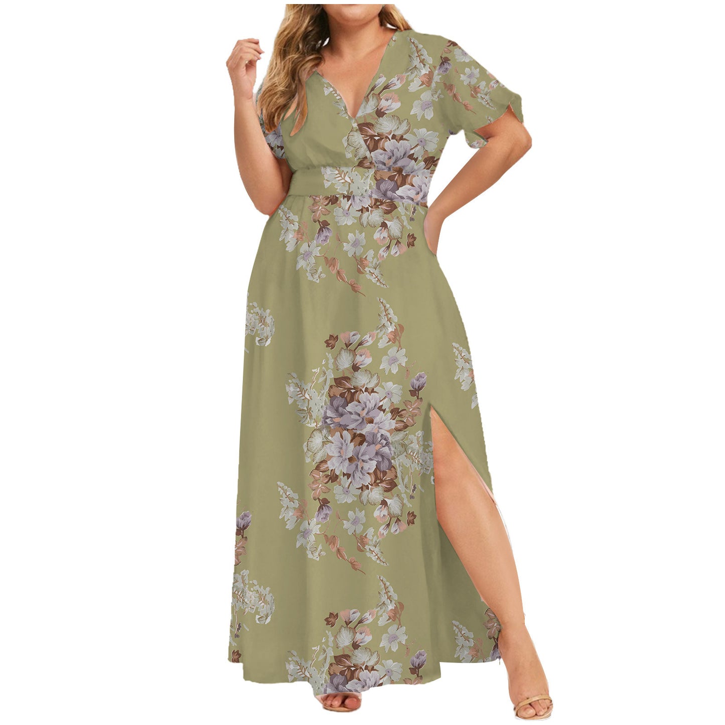 Robe d'Été Fleurie Femme à Manches Courtes – Style Européen Élégant