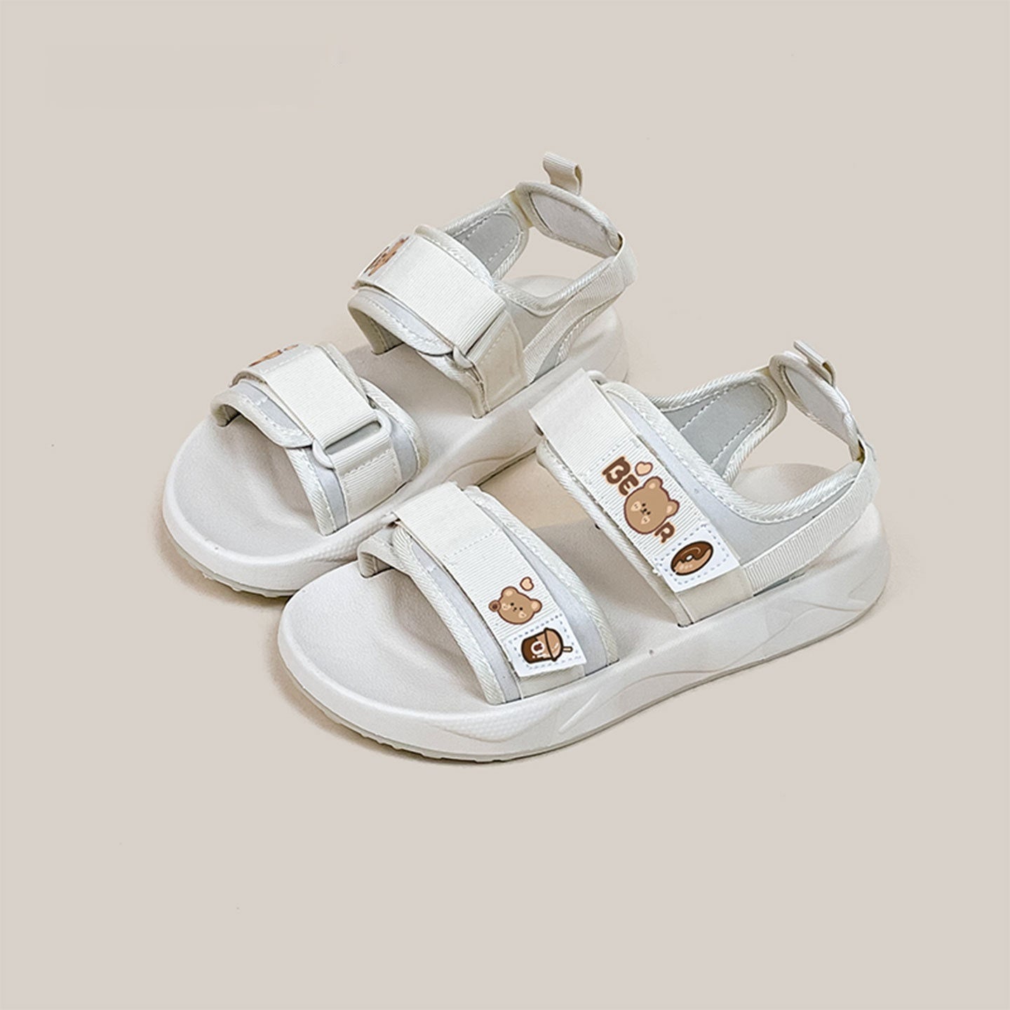 Sandales Sport Décontractées Femme – Style Coréen à Scratch & Motif Ours