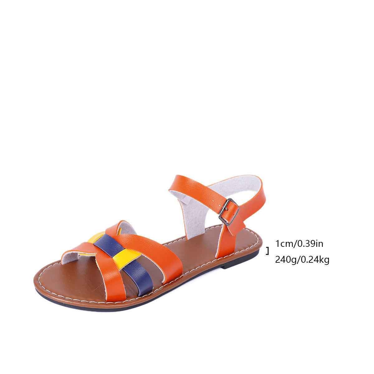 Sandales Femme Orange à Boucle – Style Européen & Américain Confort Été