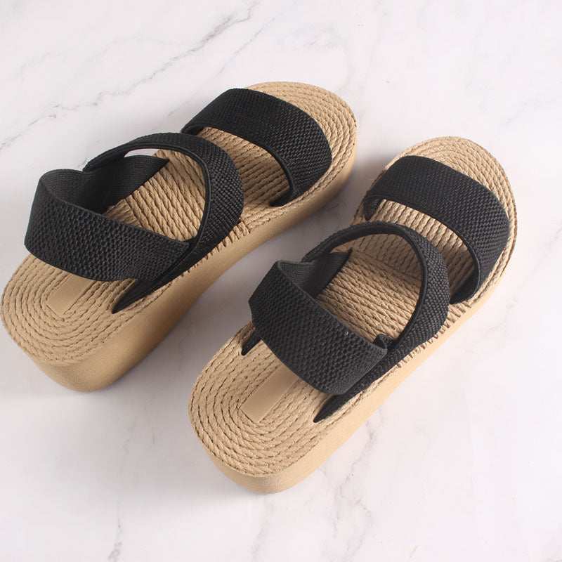 Sandales Compensées Femme – Style Étudiant Tendance avec Semelle Épaisse