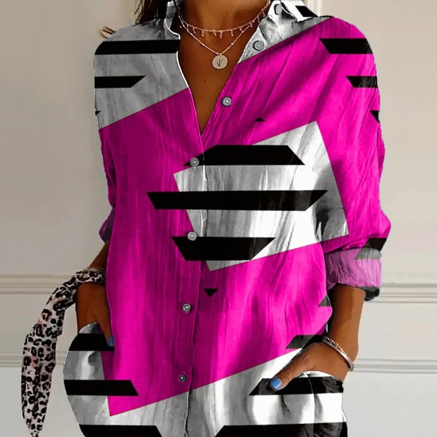 Chemise Femme à Manches Longues Imprimé 3D – Style Vintage Artistique