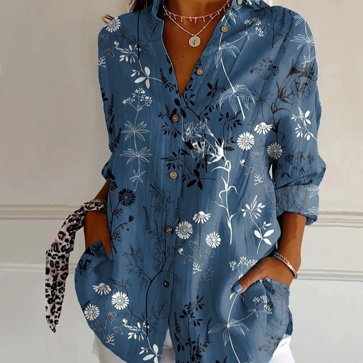 Chemise Femme à Manches Longues Imprimé 3D – Style Vintage Artistique