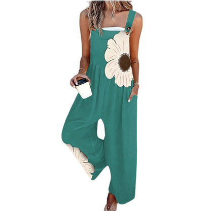 Combinaison Vintage Sans Manches Imprimée pour Femme