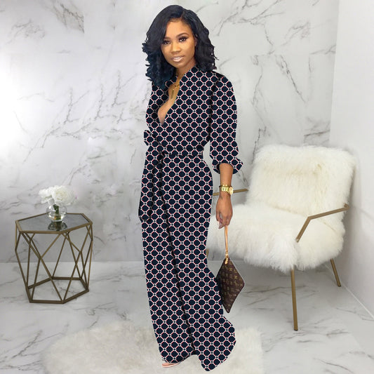Combinaison Femme Imprimé Géométrique – Jumpsuit Clubwear Chic
