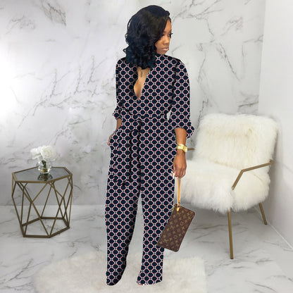 Combinaison Femme Imprimé Géométrique – Jumpsuit Clubwear Chic