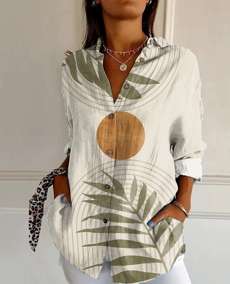 Chemise Femme à Manches Longues Imprimé 3D – Style Vintage Artistique
