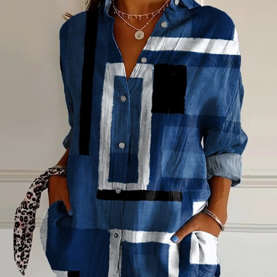 Chemise Femme à Manches Longues Imprimé 3D – Style Vintage Artistique