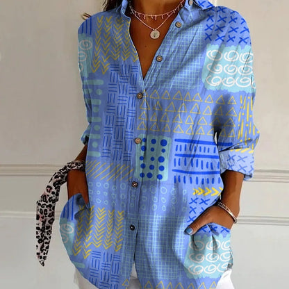 Chemise Femme à Manches Longues Imprimé 3D – Style Vintage Artistique