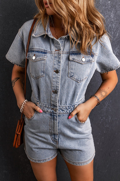 Combinaison Vintage à Manches Courtes pour Femme