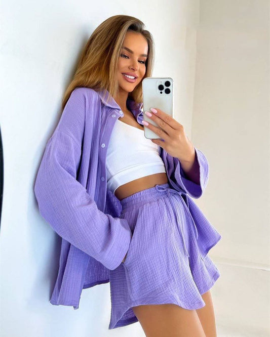 Ensemble Chic en Coton – Chemise & Short
