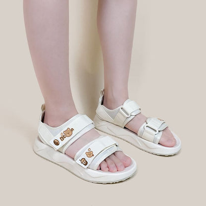 Sandales Sport Décontractées Femme – Style Coréen à Scratch & Motif Ours