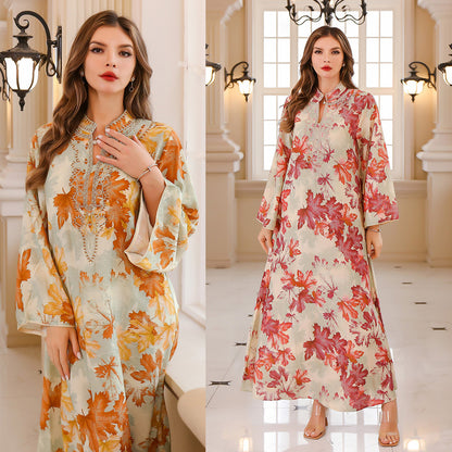 Robe Longue d'Été Imprimée Florale Orientale