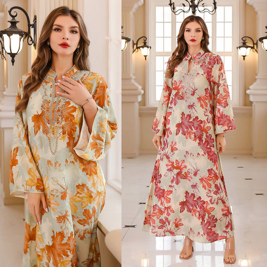 Robe Longue d'Été Imprimée Florale Orientale