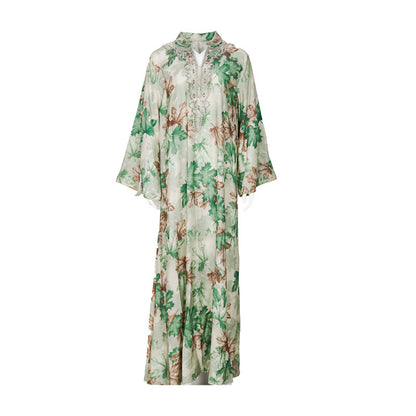 Robe Longue d'Été Imprimée Florale Orientale