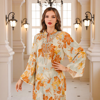 Robe Longue d'Été Imprimée Florale Orientale