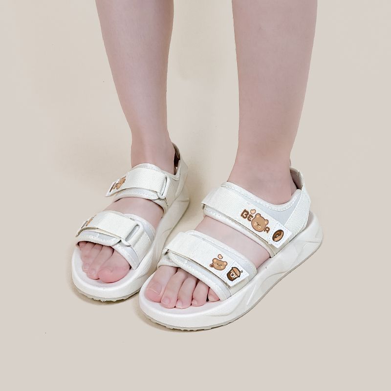 Sandales Sport Décontractées Femme – Style Coréen à Scratch & Motif Ours