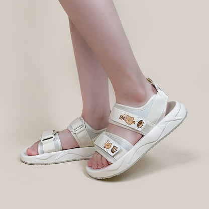 Sandales Sport Décontractées Femme – Style Coréen à Scratch & Motif Ours