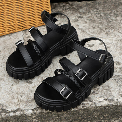 Sandales Femme Épaisses à Bout Ouvert – Style Éponge & Semelle Chunky
