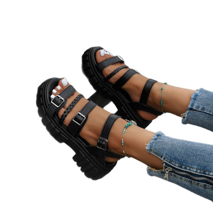 Sandales Femme Épaisses à Bout Ouvert – Style Éponge & Semelle Chunky