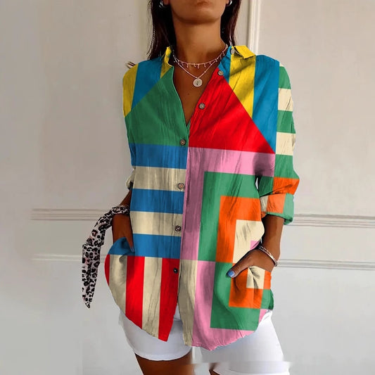 Chemise Femme à Manches Longues Imprimé 3D – Style Vintage Artistique