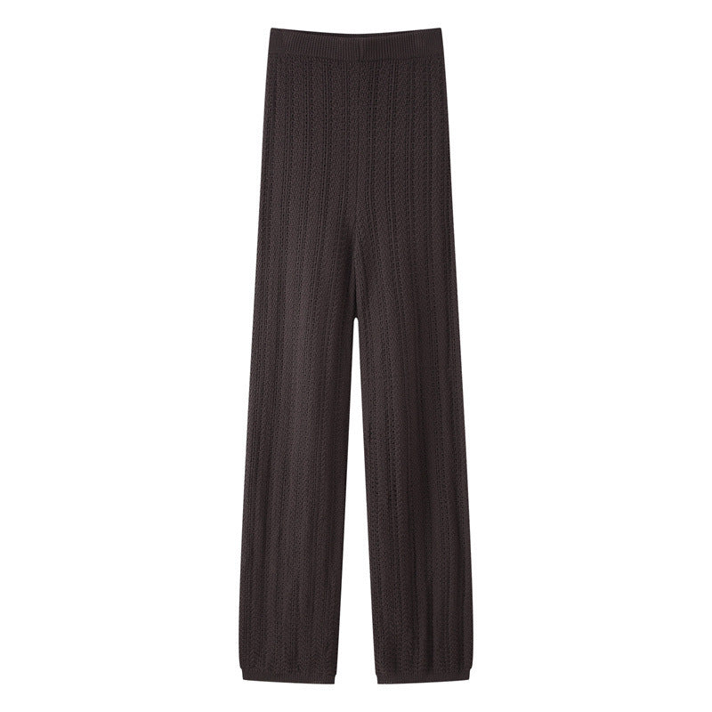 Ensemble Femme 2 Pièces Tricoté – Haut à Col Chemise & Pantalon Droit Slim