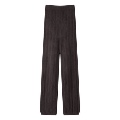 Ensemble Femme 2 Pièces Tricoté – Haut à Col Chemise & Pantalon Droit Slim