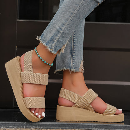 Sandales Compensées Femme – Style Étudiant Tendance avec Semelle Épaisse