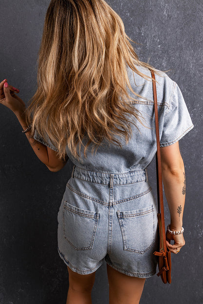 Combinaison Vintage à Manches Courtes pour Femme