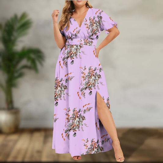 Robe d'Été Fleurie Femme à Manches Courtes – Style Européen Élégant