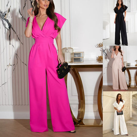 Combinaison Femme à Col V – Taille Cintrée & Style Street Chic en Lin